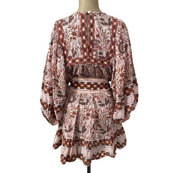 Cleobella Mini Dress Brown Floral - Picture 6 of 9